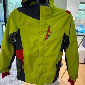 Spyder Kids Jacket in Lime Green and Black with Red Accents